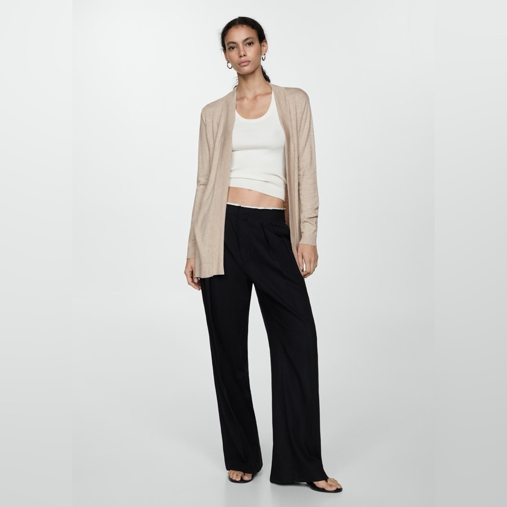 Mango beige fine knit cardigan NWT
